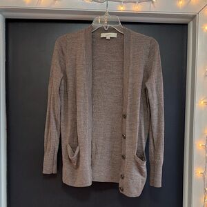 LOFT Taupe Button-Up Cardigan